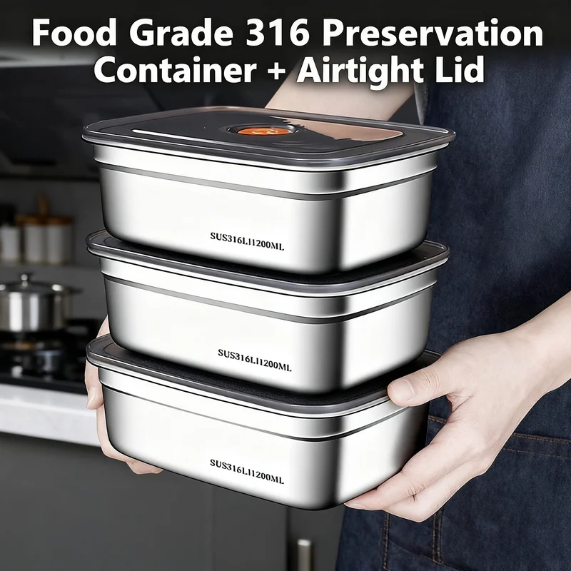 Food Storage Safety - صندوق طعام كبير السعة من الفولاذ