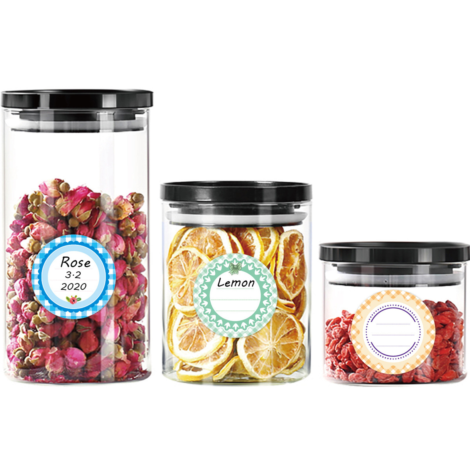 Food Storage Glass Round - 20 ورقة من الملصقات الدائرية الملونة