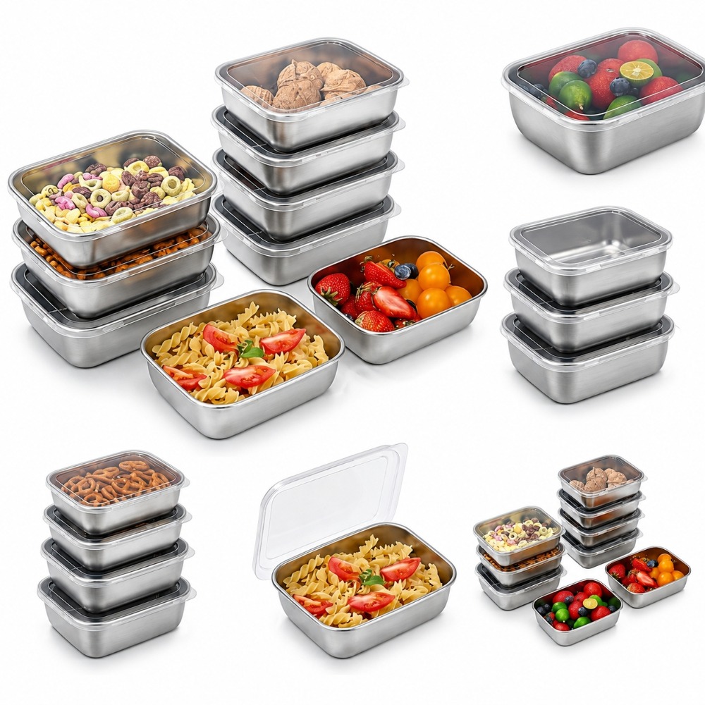 Food Storage Metal Box - 6 قطع من حاويات تخزين الطعام