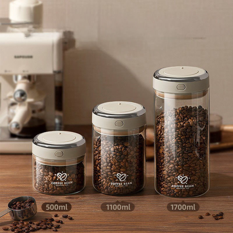 Food Storage Vacuum - وعاء زجاجي محكم الإغلاق لتخزين القهوة
