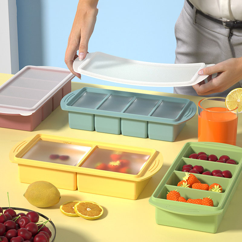 Xl Food Storage Containers With Lids - صينية سيليكون للفريزر مع غطاء، قالب