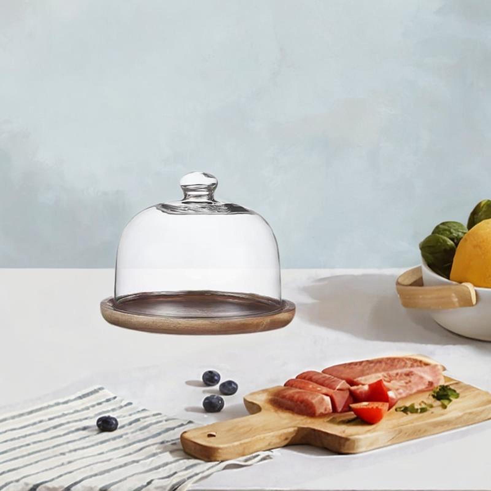 حامل كيك خشبي مع غطاء زجاجي، ص - مراجعة Food Storage Glass Round وسعره