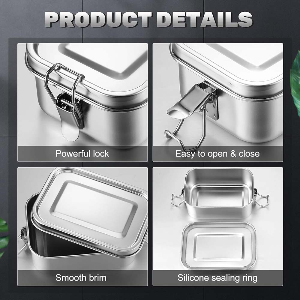 4 قطعة صندوق بينتو من الفولاذ  - مراجعة Food Storage Metal Box وسعره