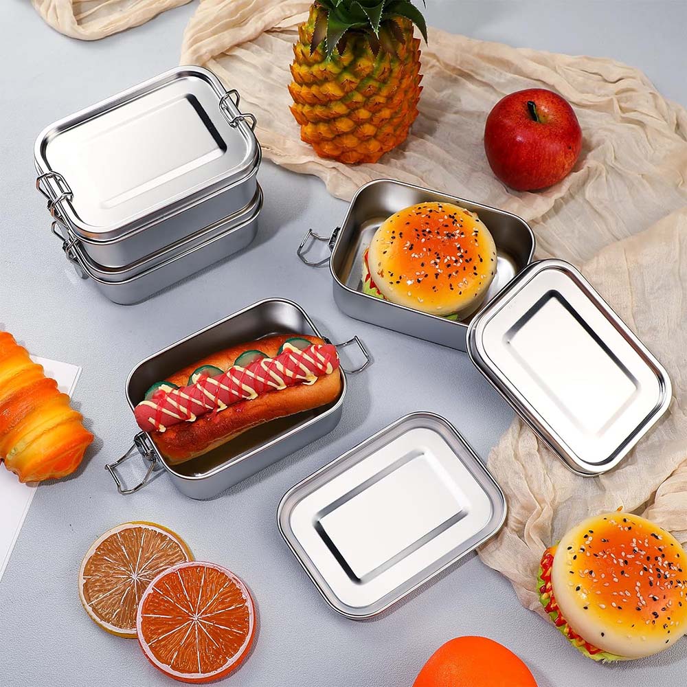 4 قطعة صندوق بينتو من الفولاذ  - مراجعة Food Storage Metal Box وسعره