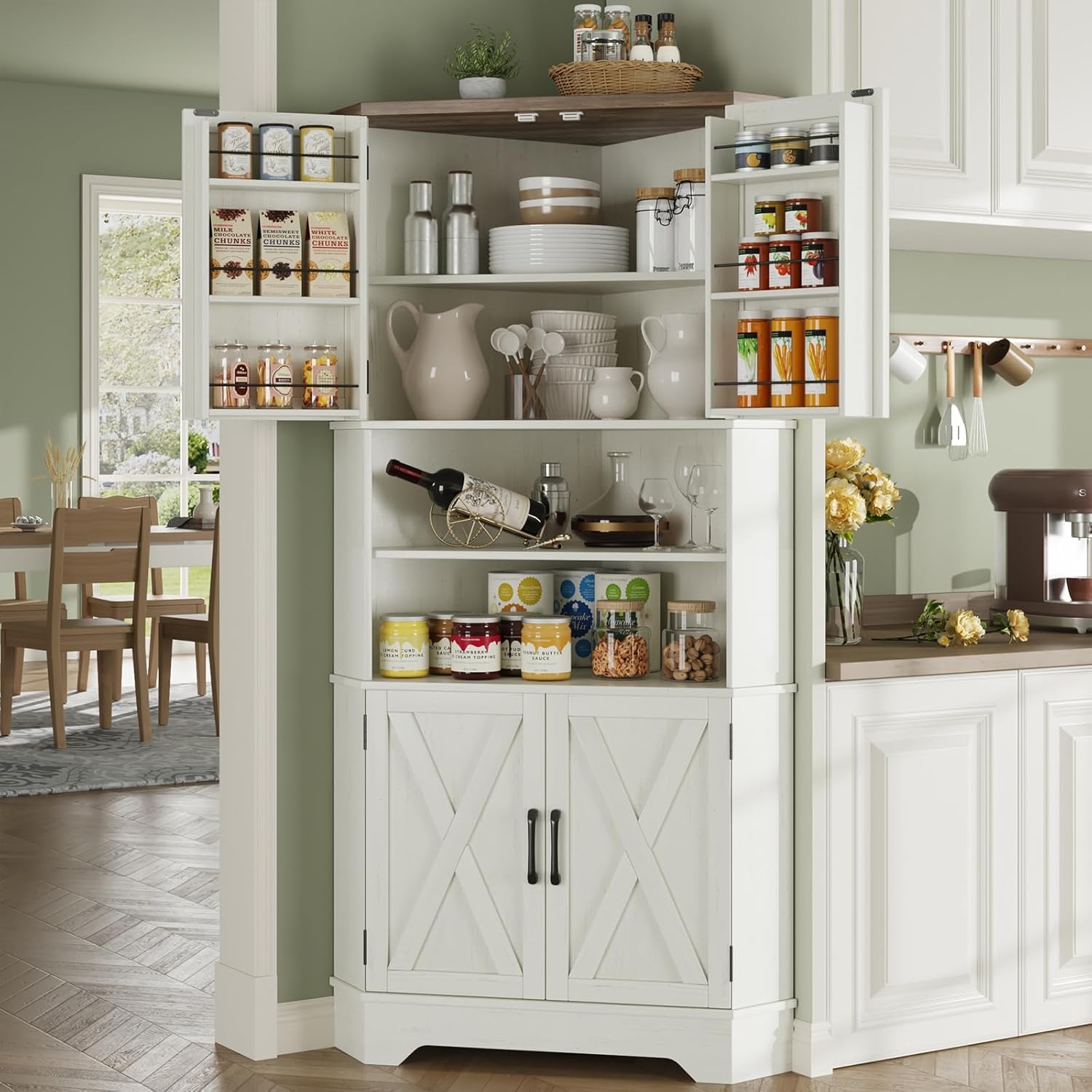 # خزانة زاوية، خزانة تخزين للم - مراجعة Food Storage In Pantry وسعره