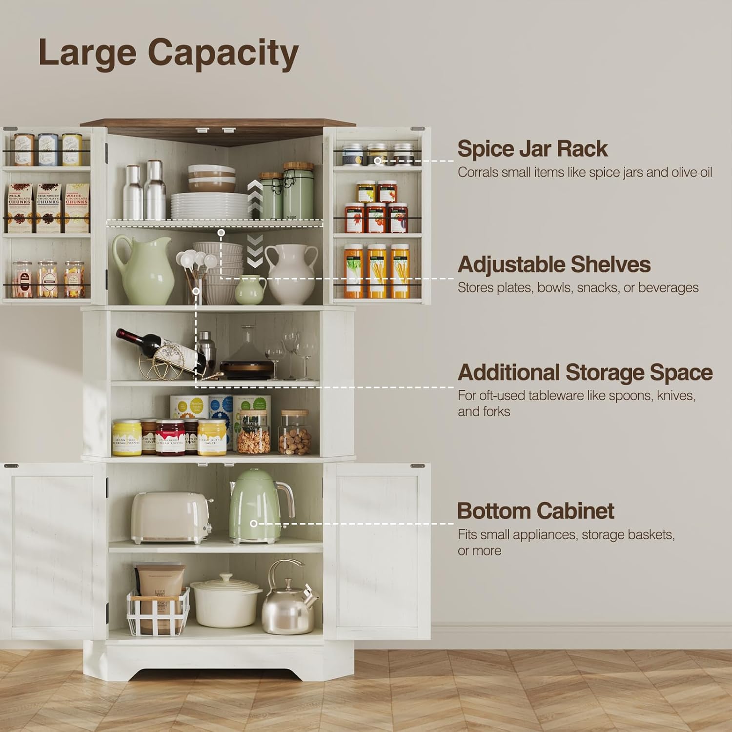 # خزانة زاوية، خزانة تخزين للم - مراجعة Food Storage In Pantry وسعره