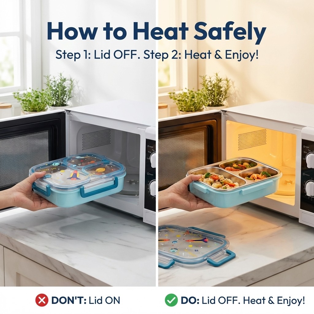علبة طعام بنتو مقسمة للأطفال ب - مراجعة Food Storage Safety وسعره