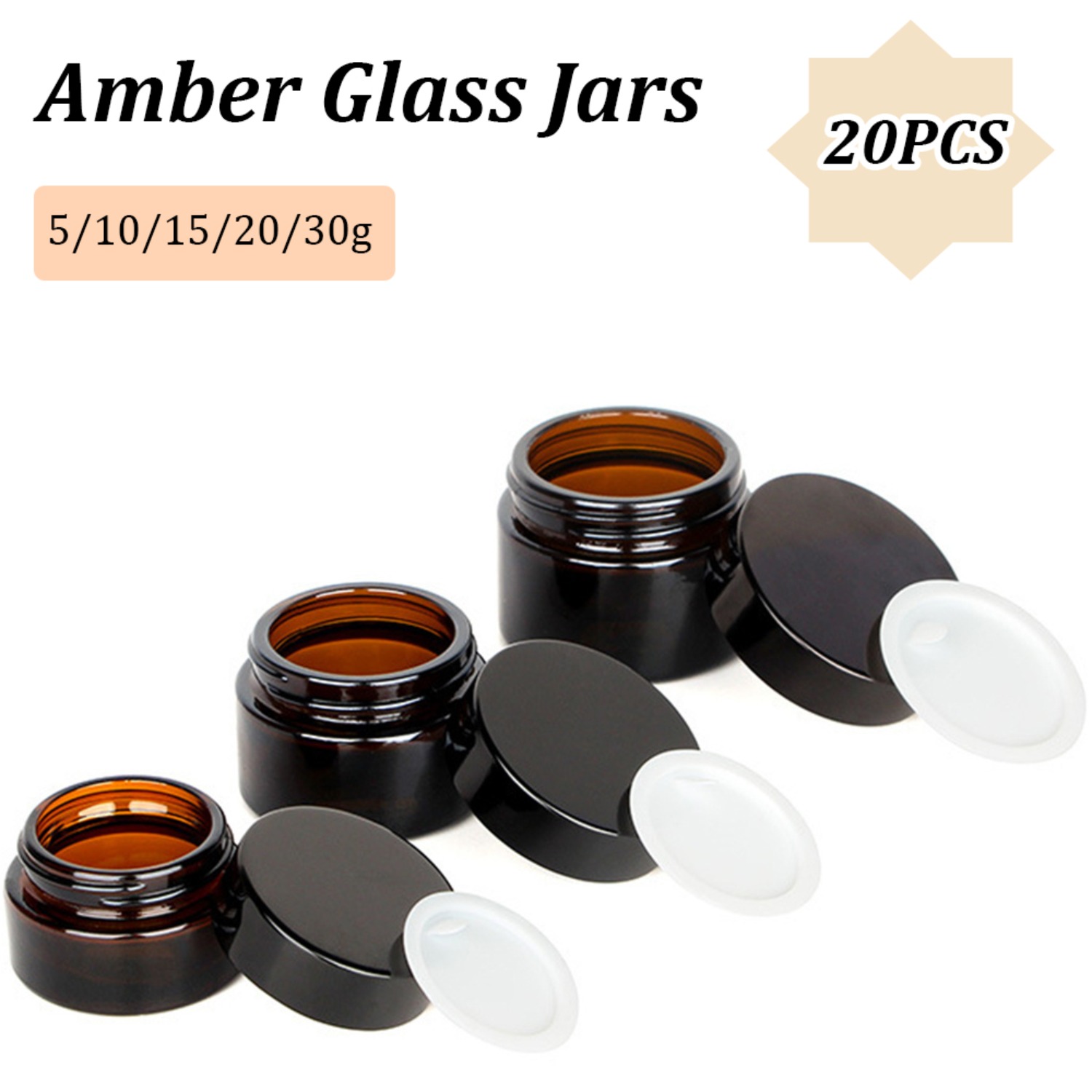 20 قطعة برطمانات زجاجية كهرمان - مراجعة Food Storage Glass Round وسعره